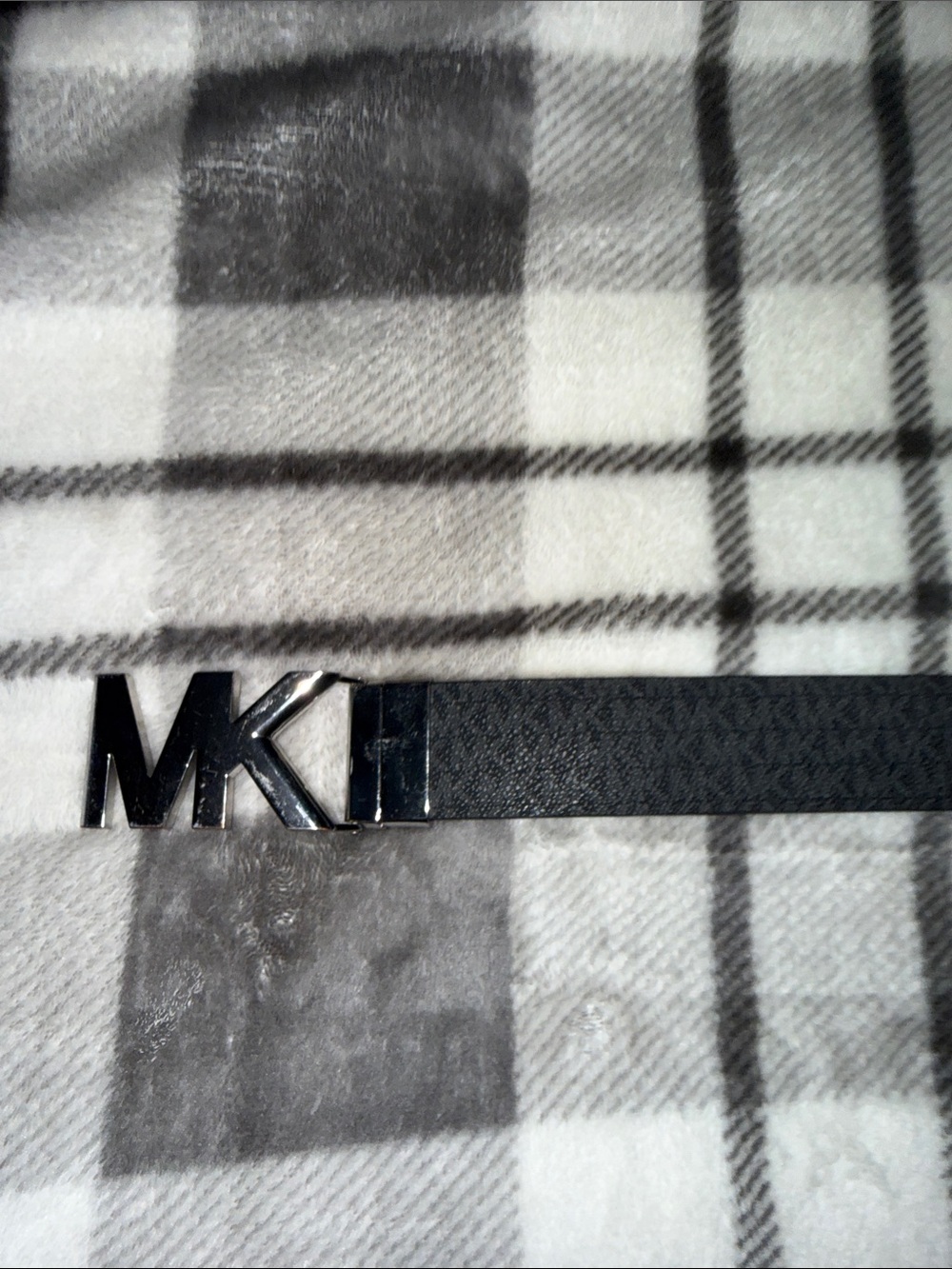 Michael Kors Black Leather Logo Buckle Belt reversible
